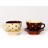 Yin and Yang series - handmade with certificate - colour - brown and white- "Small dots"