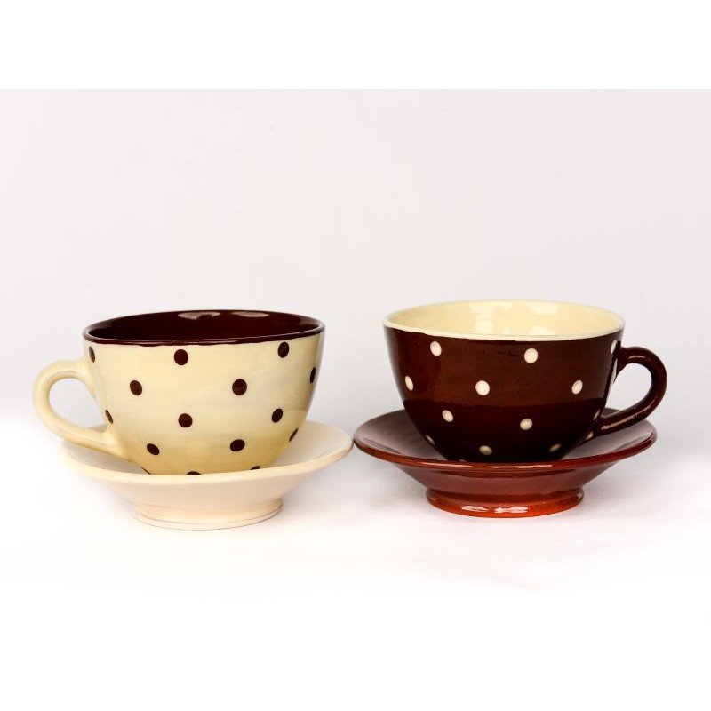 Yin and Yang series - handmade with certificate - colour - brown and white- "Small dots"