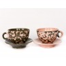Yin and Yang series - handmade with certificate - colour – gray and pink - "Leafs"
