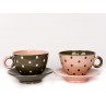 "Yin and Yang" series - handmade with certificate - colour – gray and pink - "Small dots"
