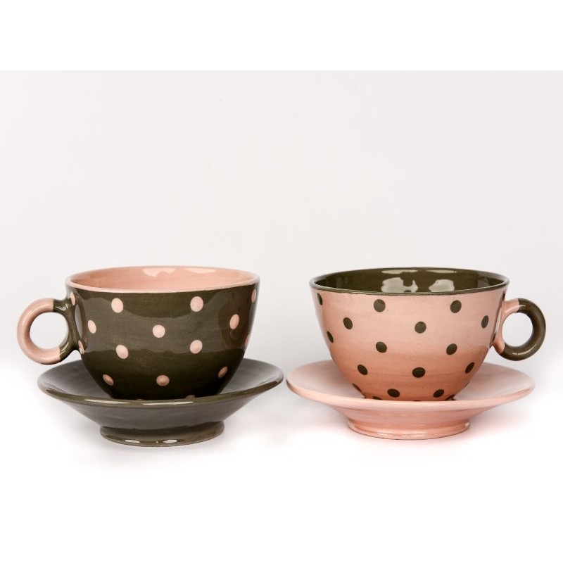"Yin and Yang" series - handmade with certificate - colour – gray and pink - "Small dots"