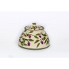 Sugar bowl - plums on white background - green series