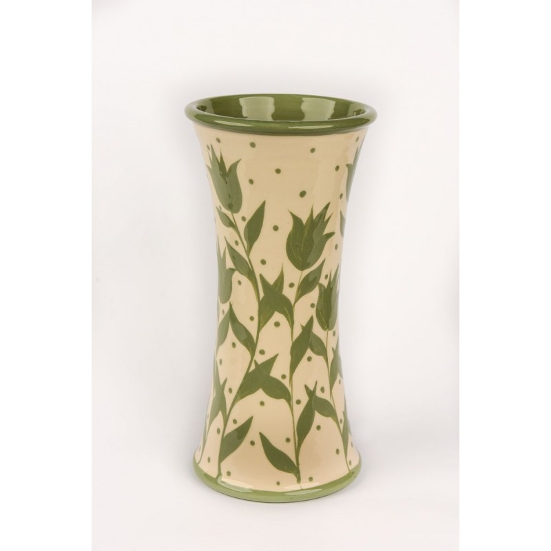 Vase - tulips on a white background