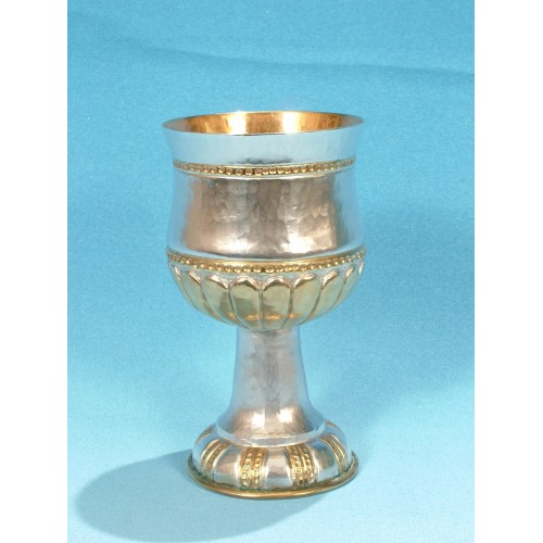Hand-forged wine glass - silver-plated and partially gold-plated - 200 ml.