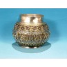 Hand-wrought copper embossed bowl, silver-plated and partially gold-plated